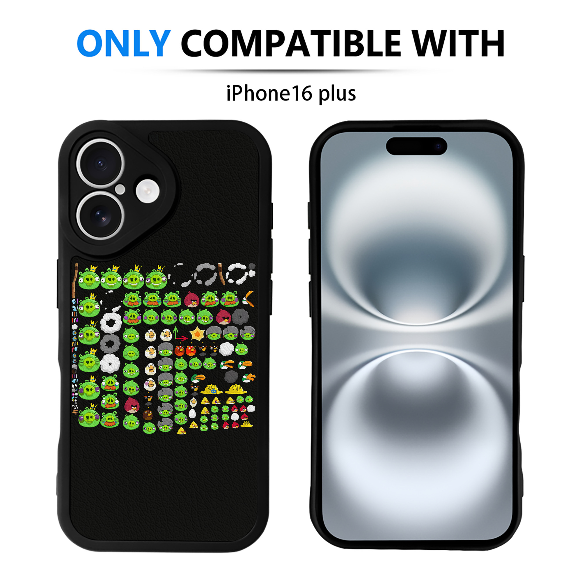 （画像用） Angry Birds アングリーバード 【iPhone 16シリーズ対応】シリコンスマホケース（レザー調） 材質：シリコン